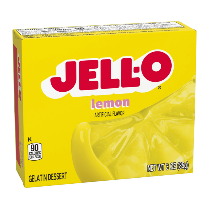 Jell-O Lemon Gelatin Dessert (85g) product packaging