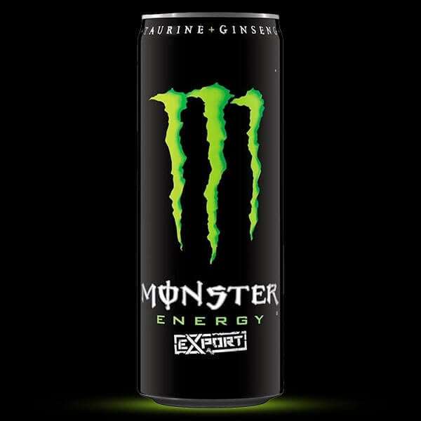 Front of Monster Energy Export can featuring the iconic Monster logo, green claw graphics, and 355ml size.