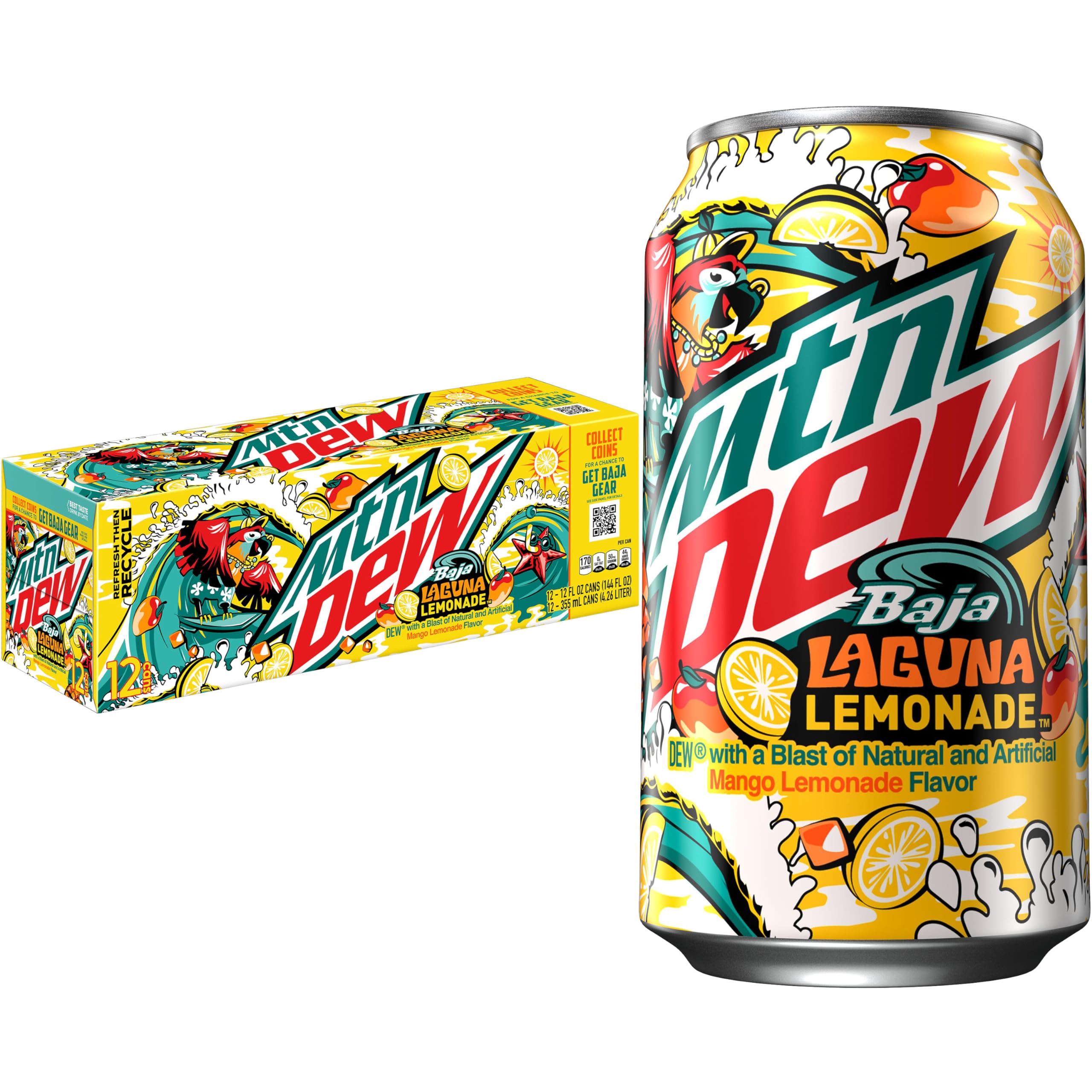 Mountain Dew Baja Laguna Lemonade Case of 12 (355ml x12)