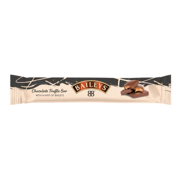 Front of Bailey's Chocolate Truffle Bar showing logo, product name, and images of truffles (35g pack)