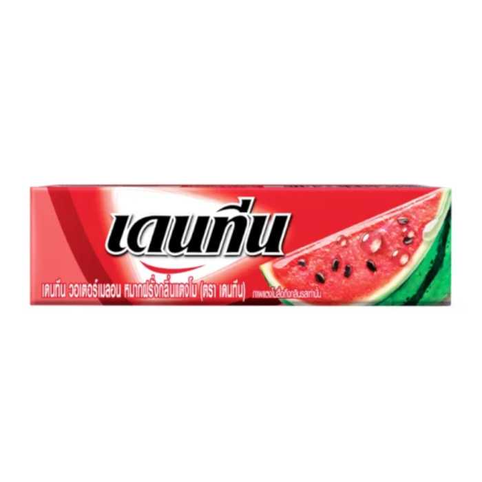 Front of Dentyne Stick Chewing Gum Watermelon Flavour 5 Pack showing the logo and ripe watermelon imagery (20g pack)