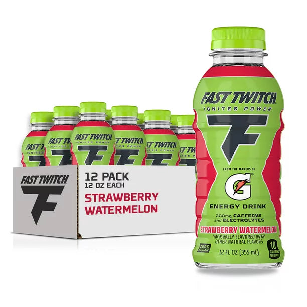 Gatorade Fast Twitch Strawberry Watermelon Energy Drink (355ml) (12 Pack)
