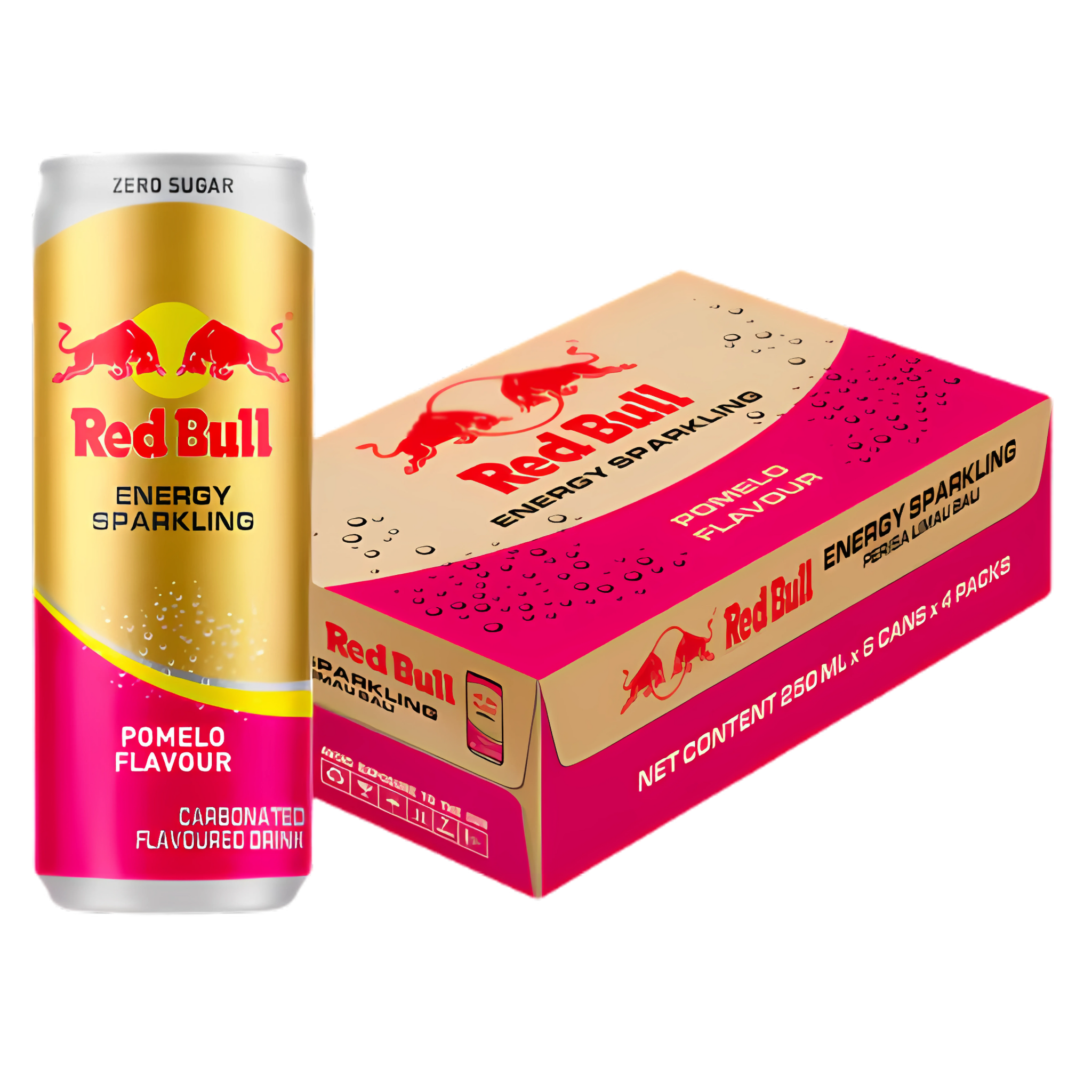 Front of Red Bull Pomelo Energy Drink can showing logo and sparkling energy drink label with 250ml size