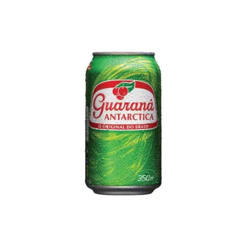 Front of Guarana Antarctica can showing green label, logo, and pack size (350ml)