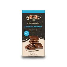 Front of Bailey's Salted Caramel Bar packaging showing the Bailey's logo, salted caramel flavour, and the 90g pack size.