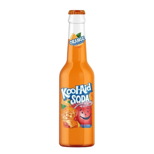 Front label of Kool Aid Soda Orange (355ml), displaying flavour and branding.