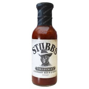 Front of Stubb's Original Bar-B-Q Sauce bottle showing logo, barbecue sauce design, and 300ml pack size.