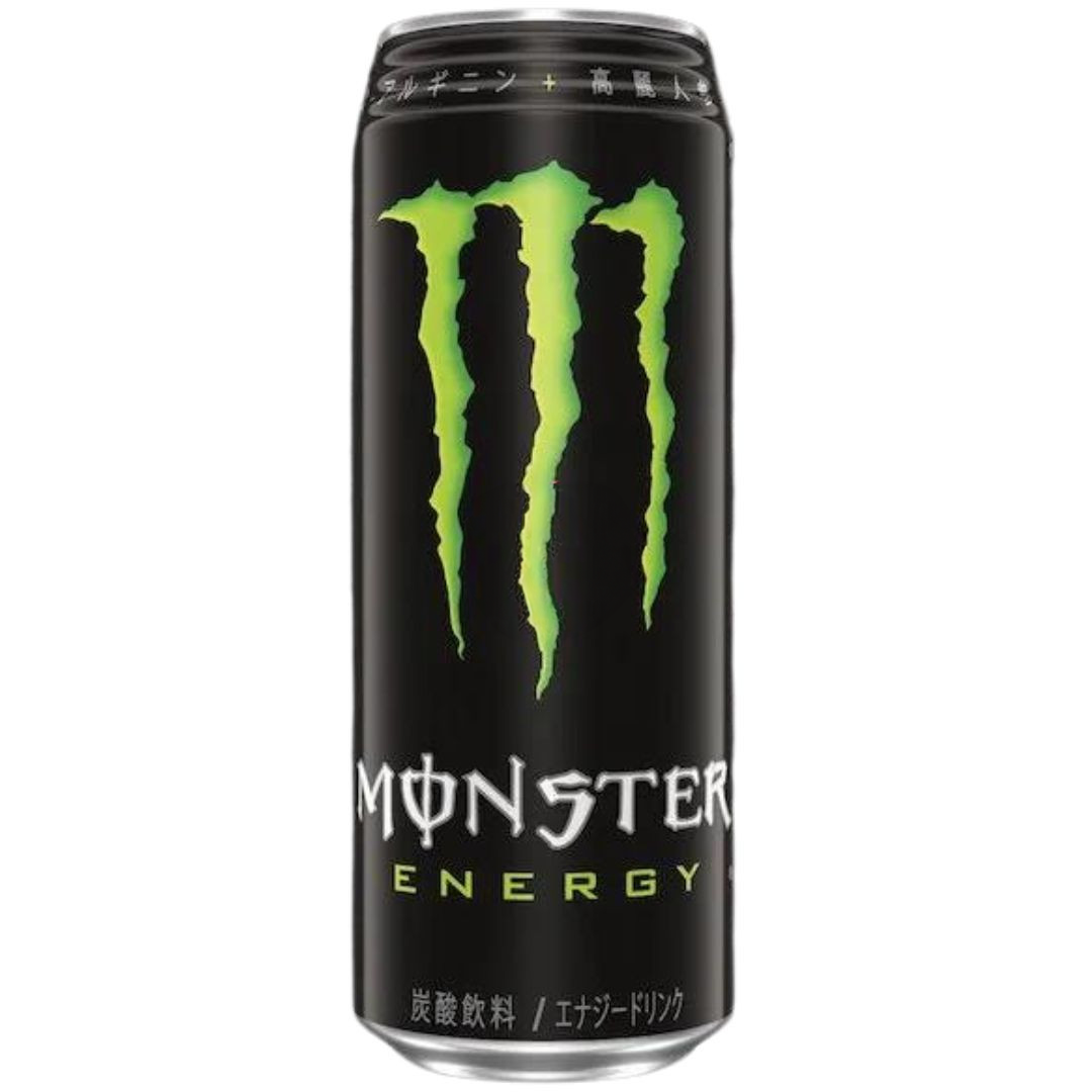 Front of Monster Energy Original Can (Japan) showing the iconic green logo and black can design (500ml).