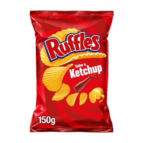 Front label of Ruffles Ketchup (150g), displaying flavour and branding.