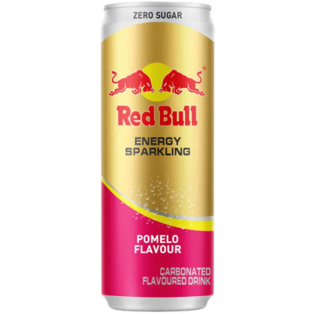 Front of Red Bull Pomelo Energy Drink can showing bold logo, sparkling energy beverage label, and pomelo flavour details (250ml can)
