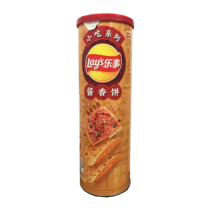 Front of Lay's Sauce Pancake Chips showcasing the logo and packaging design (90g pack)