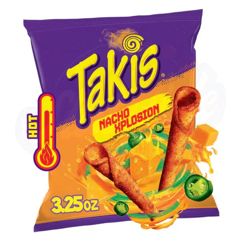 Takis Nacho Xplosion Rolled Tortilla Chips (92.3g) product packaging
