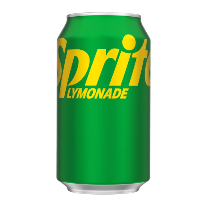 Front of Sprite Lymonade can showing green design with yellow logo and 355ml size