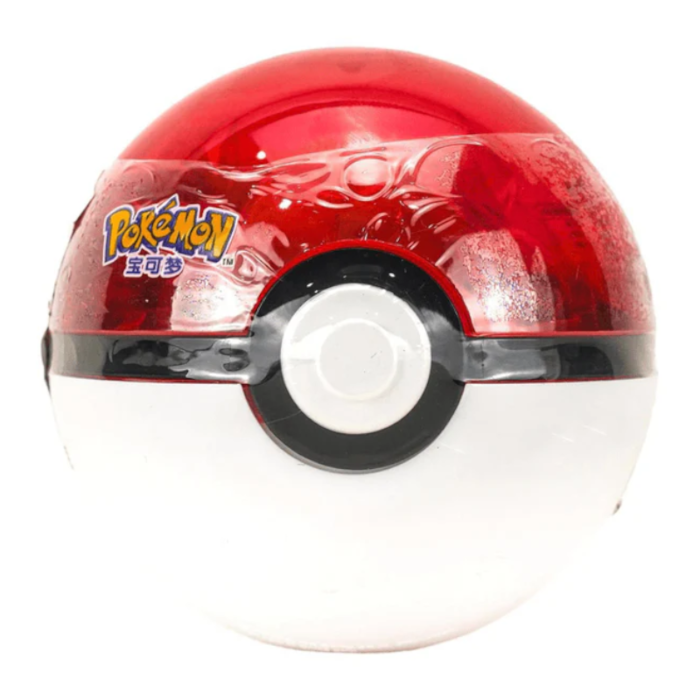 Front of Pokémon Pokéball Fruit Candy packaging featuring a Pokéball design with an exclusive figure (20g)
