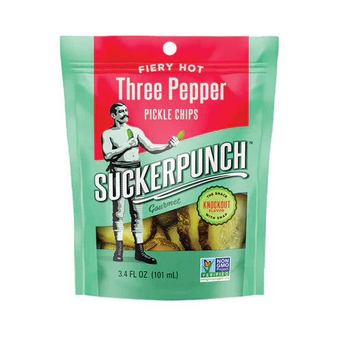 SuckerPunch Three Pepper Pickle Chips (101ml)  product packaging