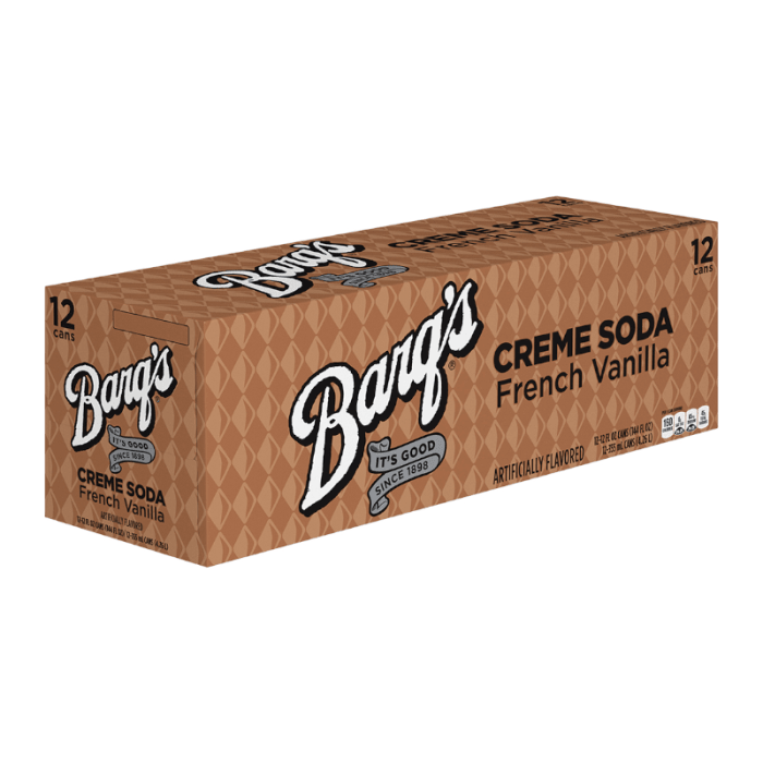 Barq's French Vanilla Crème Soda Case of 12 (12 x 355ml)