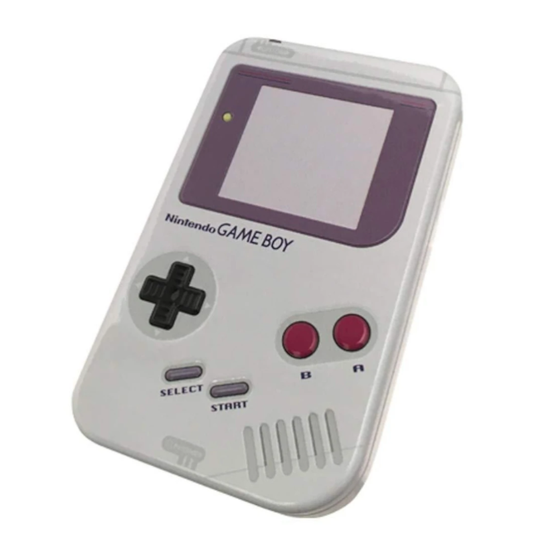 Front of Nintendo Game Boy Candy Tin (42.5g) featuring a retro game console design, brand logo, and vibrant imagery.