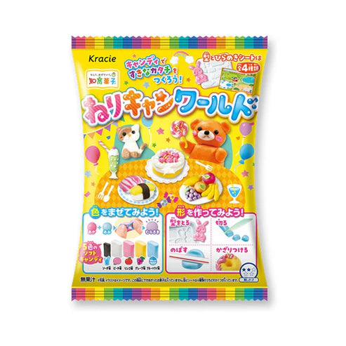Front of Kracie Nerikyan World DIY Candy Kit packaging showing colourful design, candy-making illustrations, and product title (42g pack)