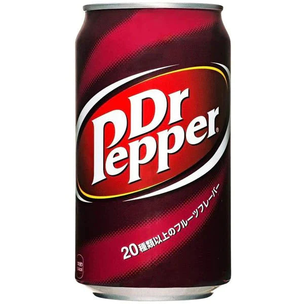 Front of a Dr Pepper Original can showing bold logo and vibrant red design (350ml)