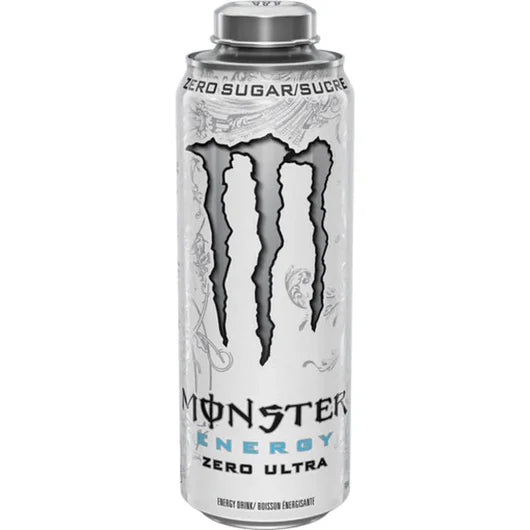 Front of Mega Monster Energy Ultra Zero can featuring logo and design, with sugar-free label and 710ml size.