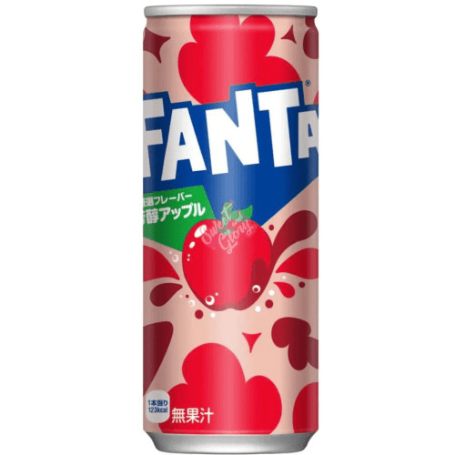 Front of Fanta Red Apple (Japan) bottle showing bold logo, red apple flavour label, and vibrant packaging design (500ml)