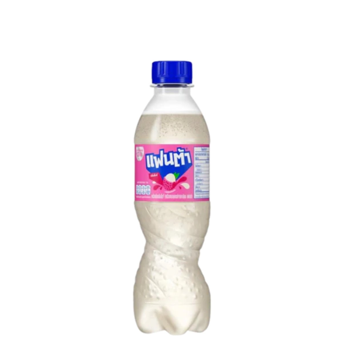 Front of Fanta Lychee Hong Kong bottle showcasing a vibrant label with lychee graphics and a 500ml volume indicator
