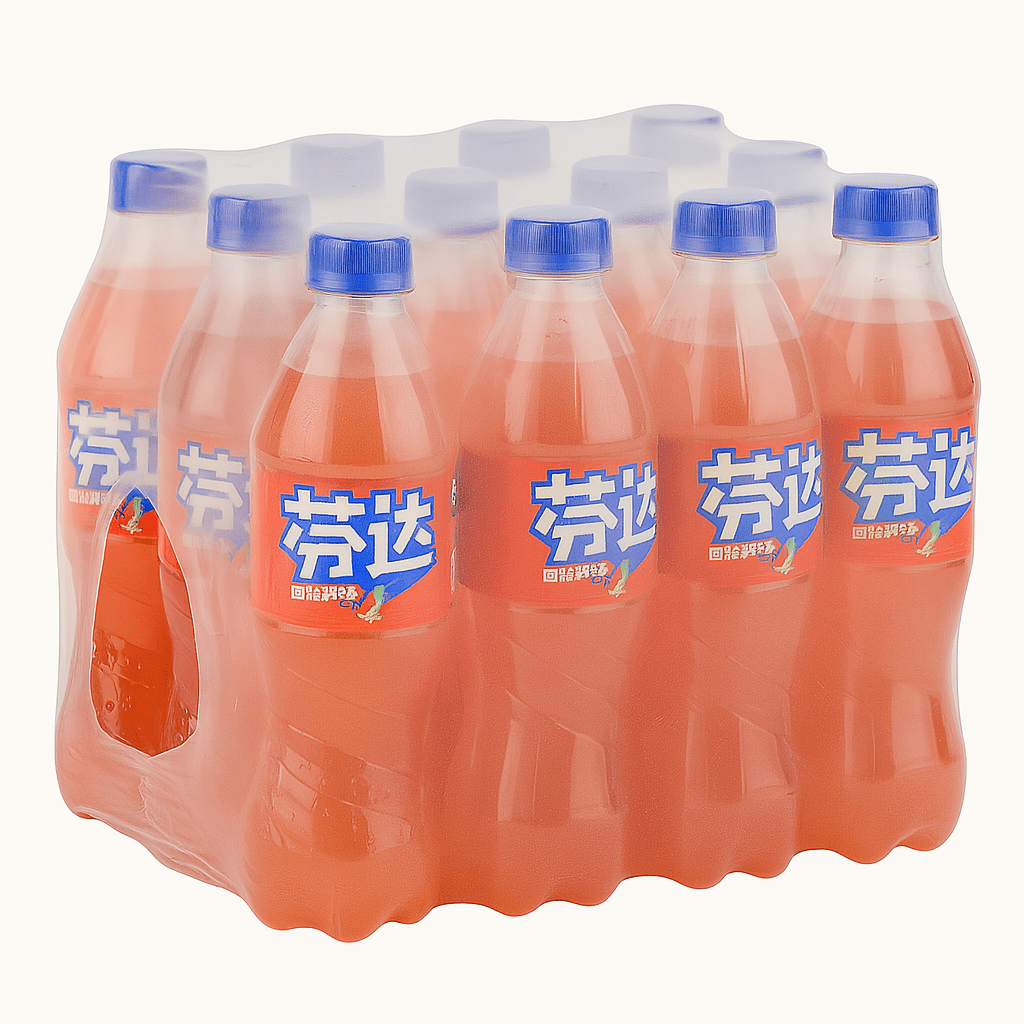 Front of Fanta Watermelon case showing vibrant label with logo and 12 bottles of refreshing watermelon soda (500ml x12)