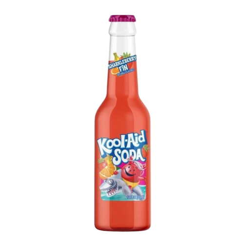 Front label of Kool Aid Soda Sharkleberry Fin (355ml), displaying flavour and branding.