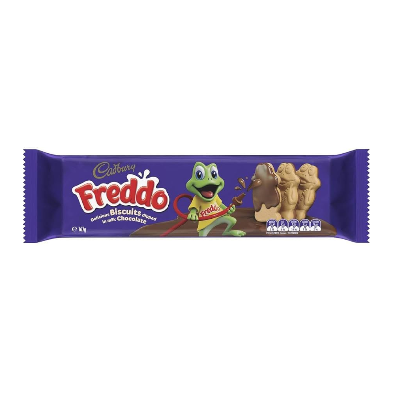 Cadbury Freddo Biscuits Dipped in Milk Chocolate (167g) product packaging