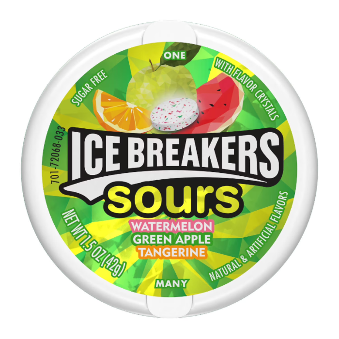 Ice Breakers Sours Watermelon, Tangerine & Green Apple (42g)