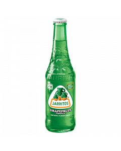 Front of Jarritos Grapefruit soda bottle showing bright green label, grapefruit flavour, and 370ml size.