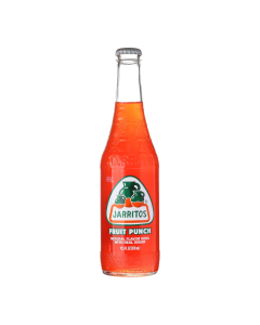 Front of Jarritos Fruit Punch bottle featuring the logo and vibrant fruit punch label (370ml)