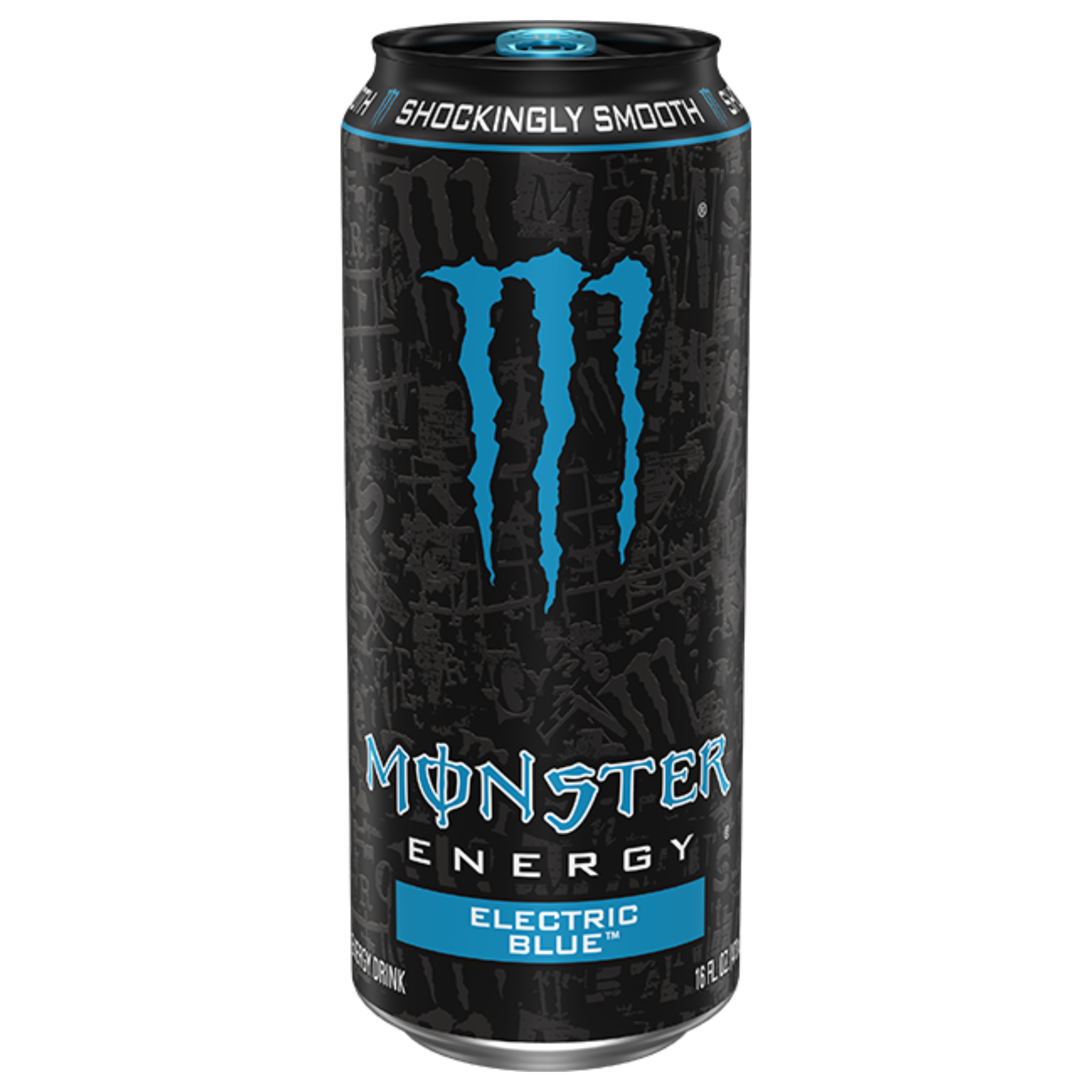 Front of Monster Energy Electric Blue can featuring bold black design, blue logo, and Electric Blue flavour label (473ml can)
