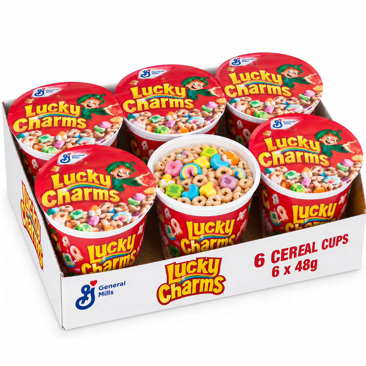 Lucky Charms Cereal Cup (48g) 6 Pack