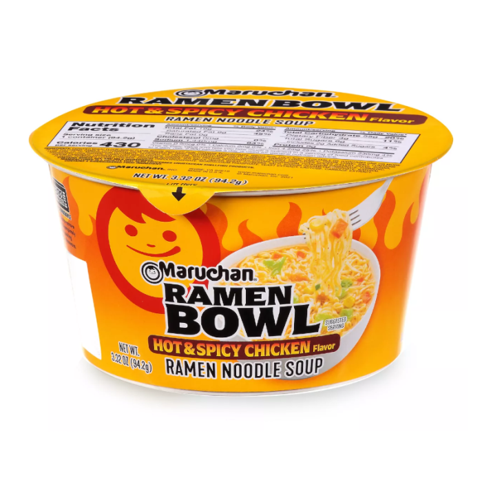 Maruchan Hot & Spicy Chicken Ramen Noodles & Vegetables Bowl (94g)