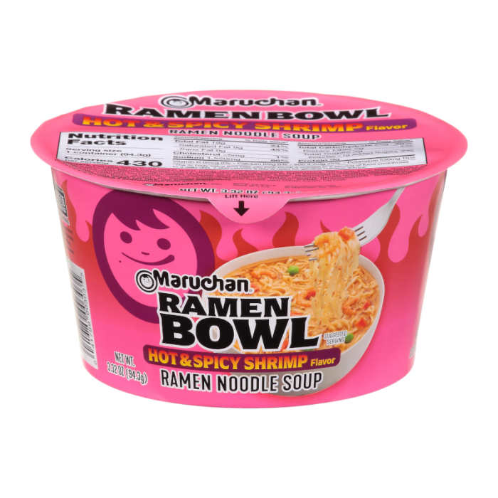 Maruchan Hot & Spicy Shrimp Ramen Noodles & Vegetables Bowl (94g)