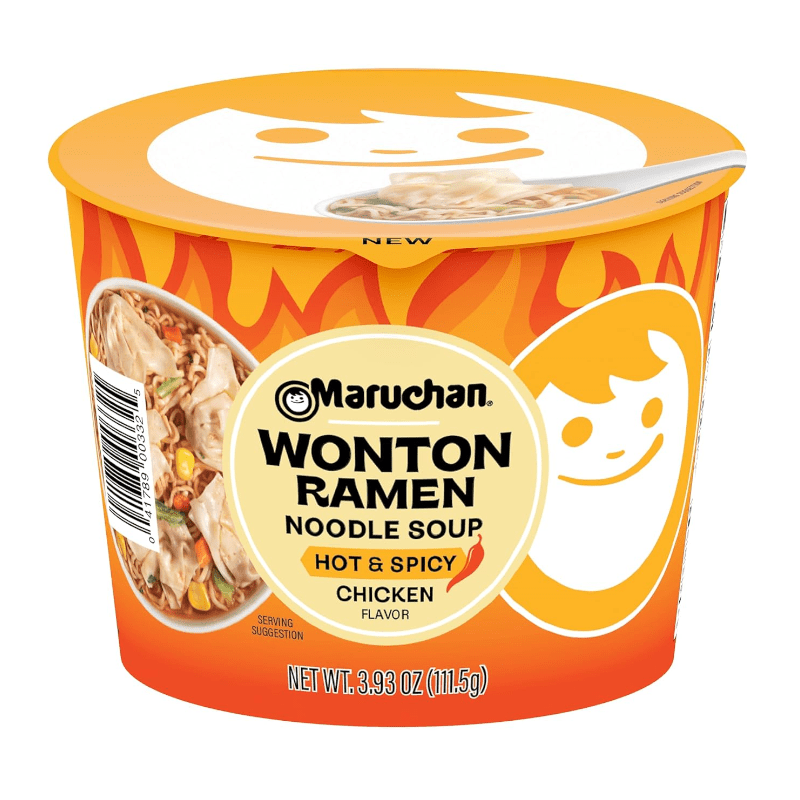 Maruchan Wonton Ramen Hot & Spicy Chicken Noodle Soup (111.5g) product packaging