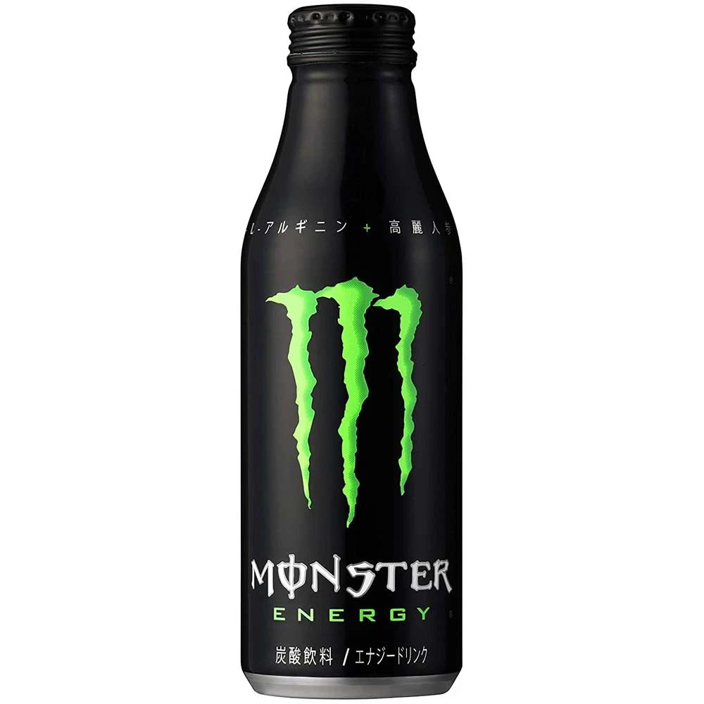 Front of Monster Energy Original Bottle (Japan) showing black design with green logo and 500ml label