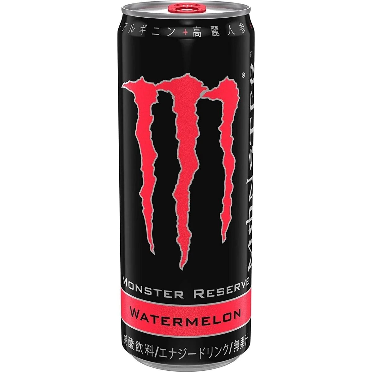 Front of Monster Energy Reserve Watermelon can featuring the prominent red Monster logo, watermelon flavour label, and 355ml size indication.