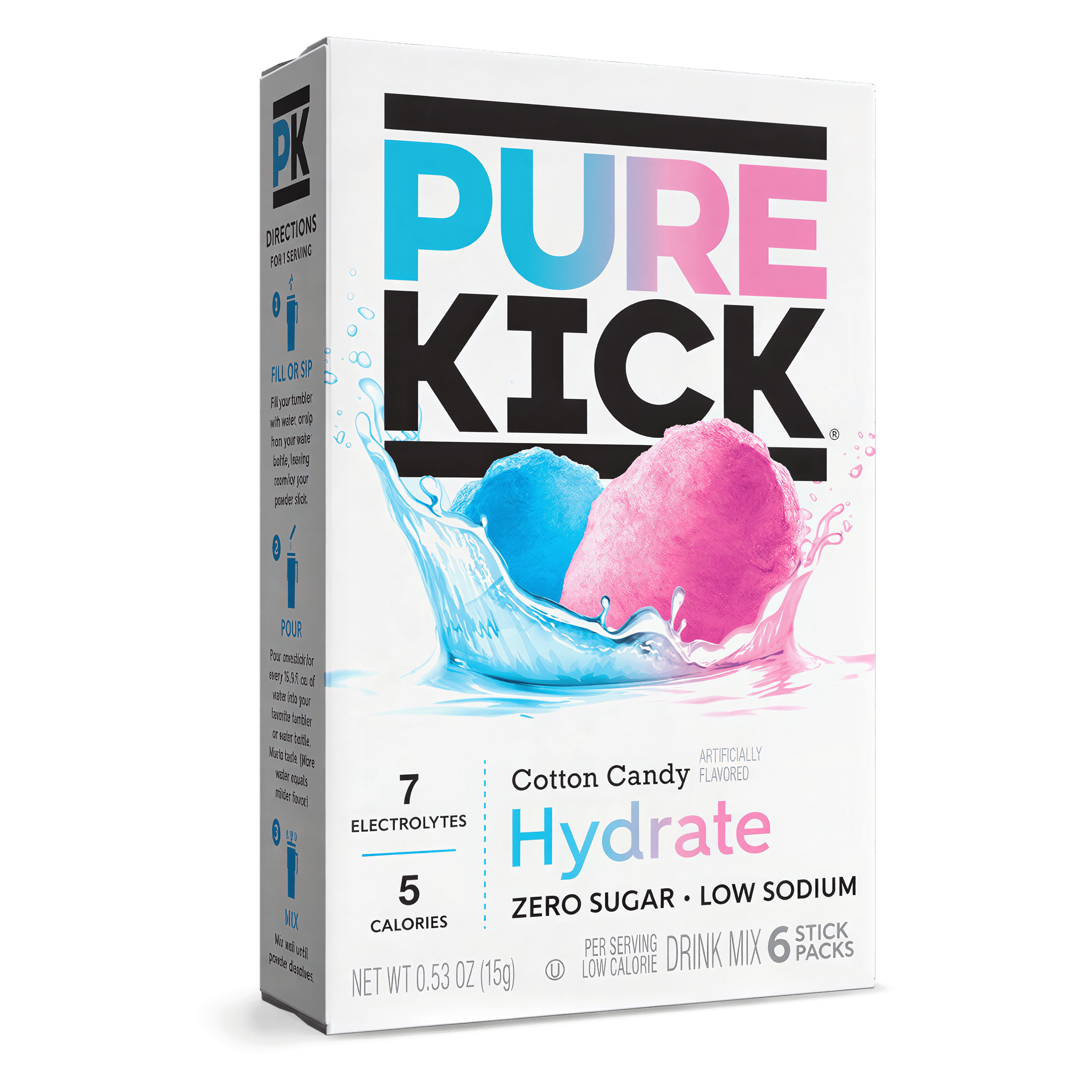 Pure Kick Hydrate Cotton Candy drink mix box