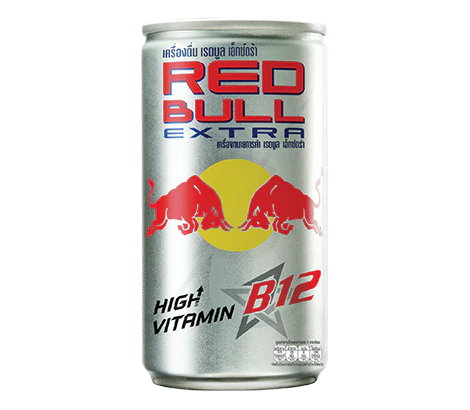 Front of Redbull Extra can showing bold branding, energising drink label, and B12 vitamin mention (170ml pack)