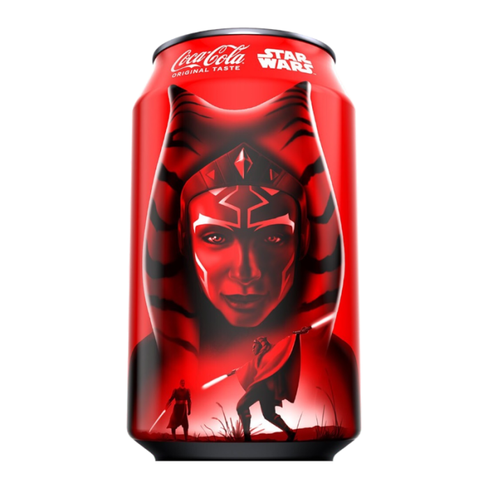 Front of a Coca-Cola can featuring the Star Wars design with Ahsoka Tano, showcasing the classic red logo and artwork (355ml)