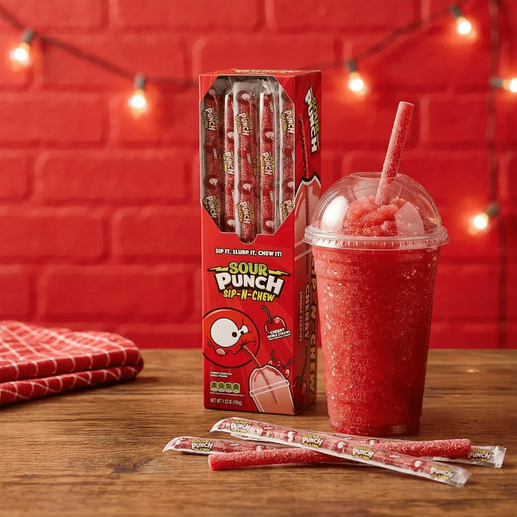 Sour Punch Sip-N-Chew Candy Straw Cherry (26g)