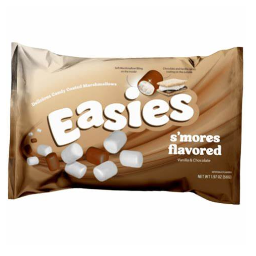 Front of That’s Sweet Easies S'mores bag showing brand name, s'mores flavour, and candy-coated marshmallows (56g pack)