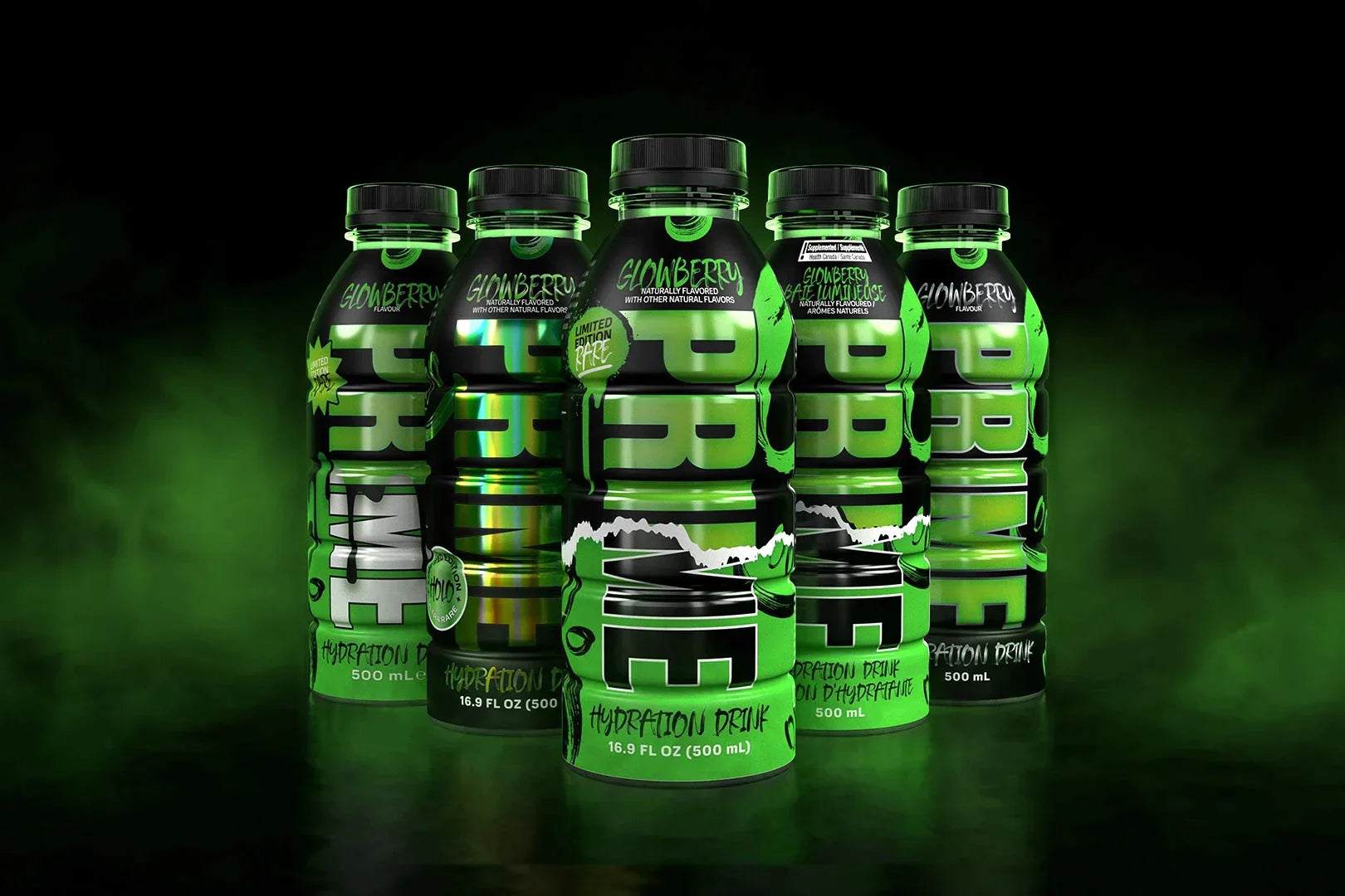 Prime Hydration Glowberry Ultra Rare Holo USA (500ml) (DAMAGED/ DENTED BOTTLE)