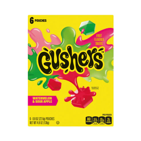 Gushers Watermelon & Sour Apple Fruit Flavored Snacks (136g) product packaging