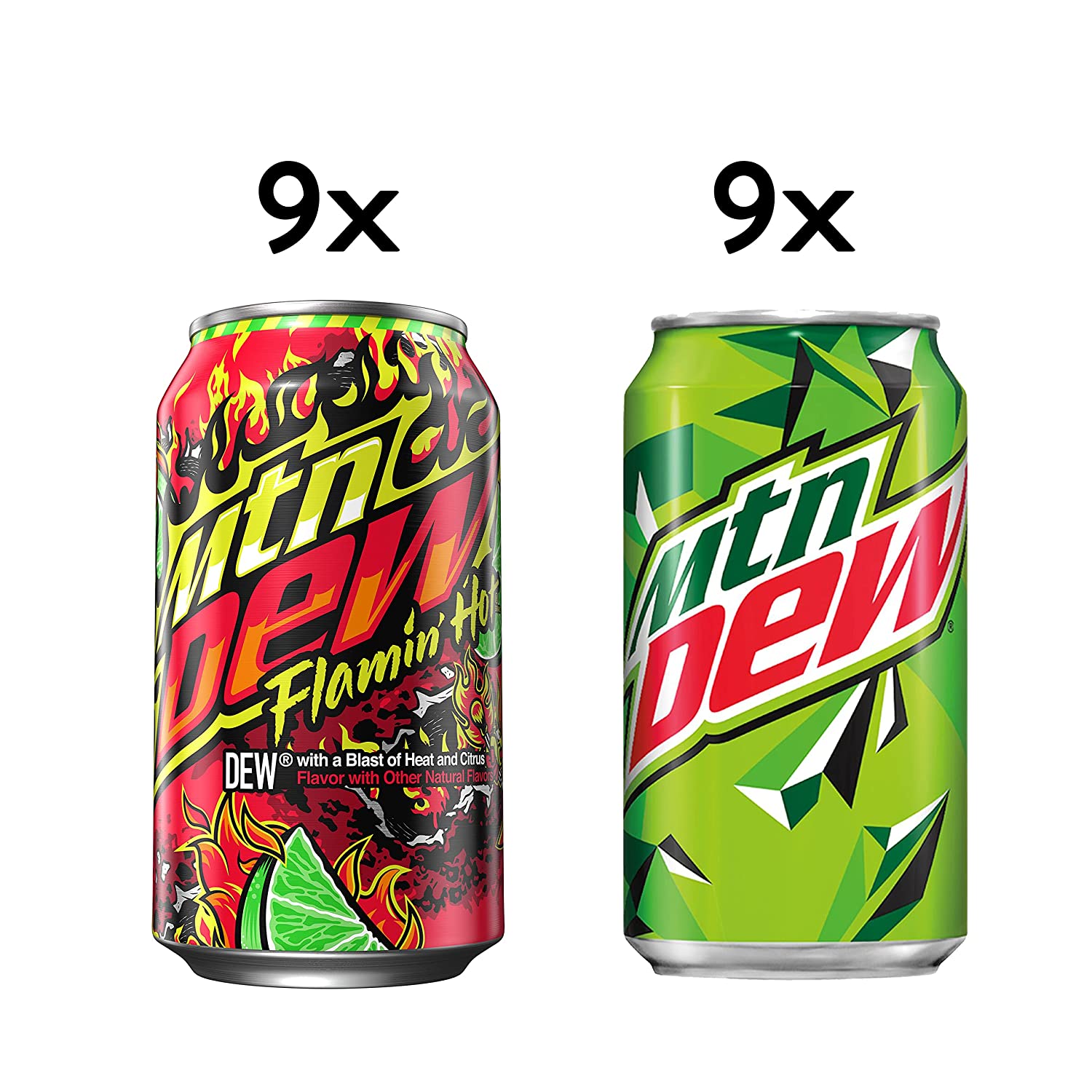 Mountain Dew Flamin Hot Variety Pack Original & Flamin Hot (355ml x18)