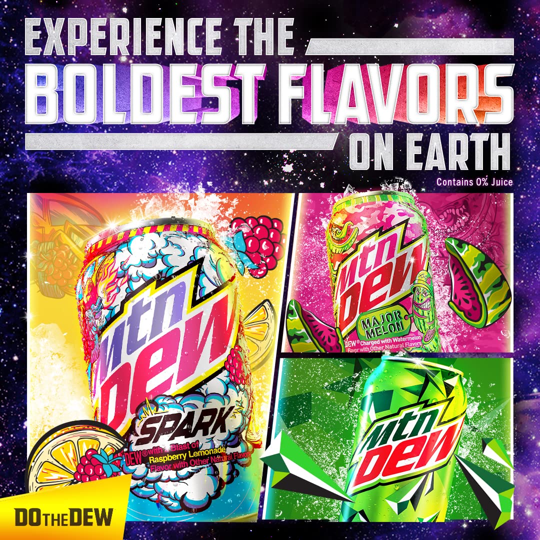 Mountain Dew Variety Pack: Dew, Major Melon, Spark (355ml x18)