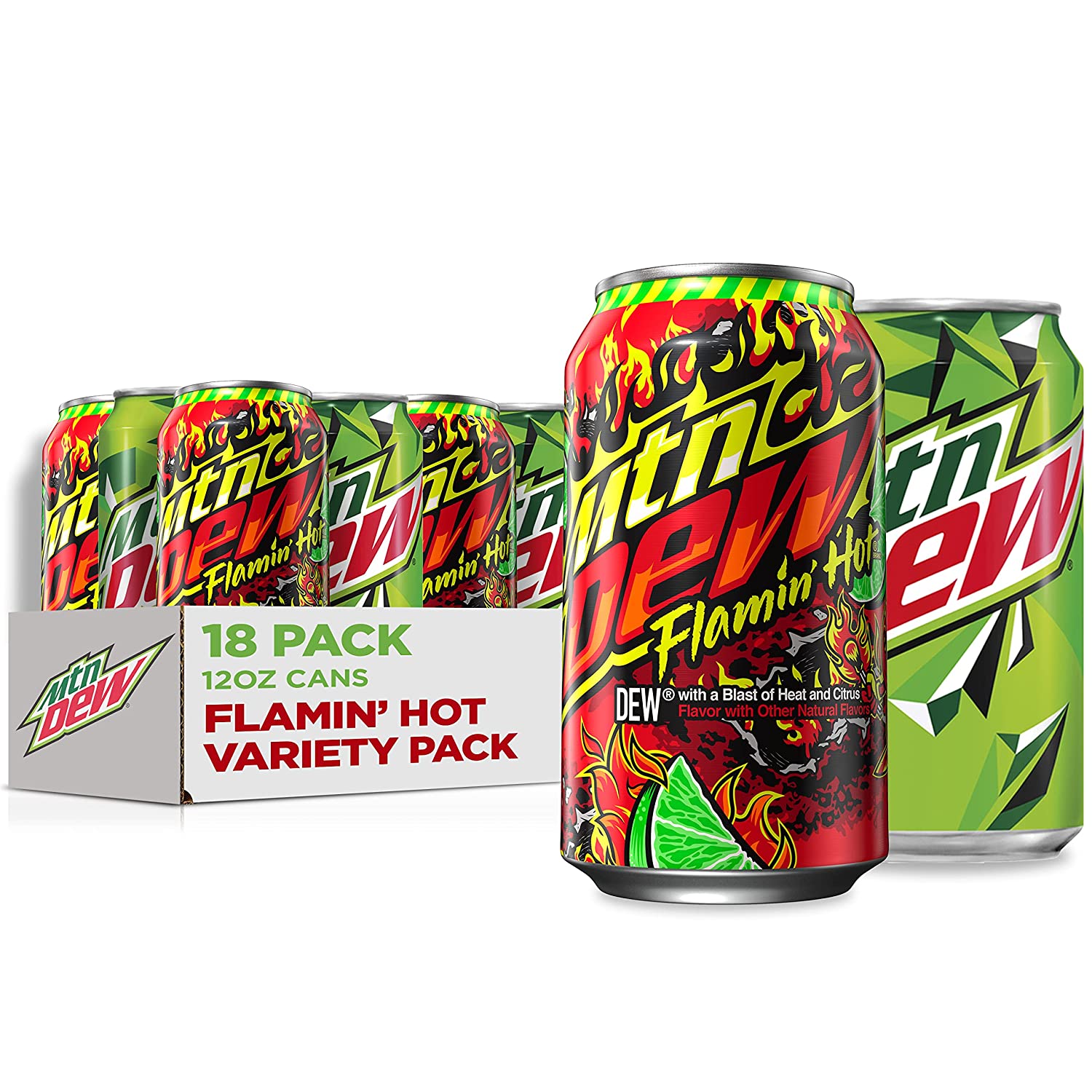 Mountain Dew Flamin Hot Variety Pack Original & Flamin Hot (355ml x18)
