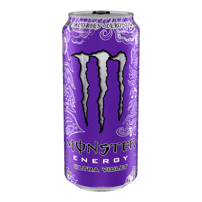 Front of Monster Ultra Zero Violet can featuring bold purple design, logo, and flavour label (500ml pack)